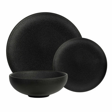 12 Piece Black Caviar Porcelain Dinner Set